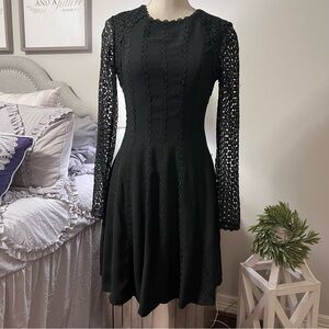 NWOT Antonio Melani Fit and Flare Dress w/embroidered lace Sleeves Sz 2